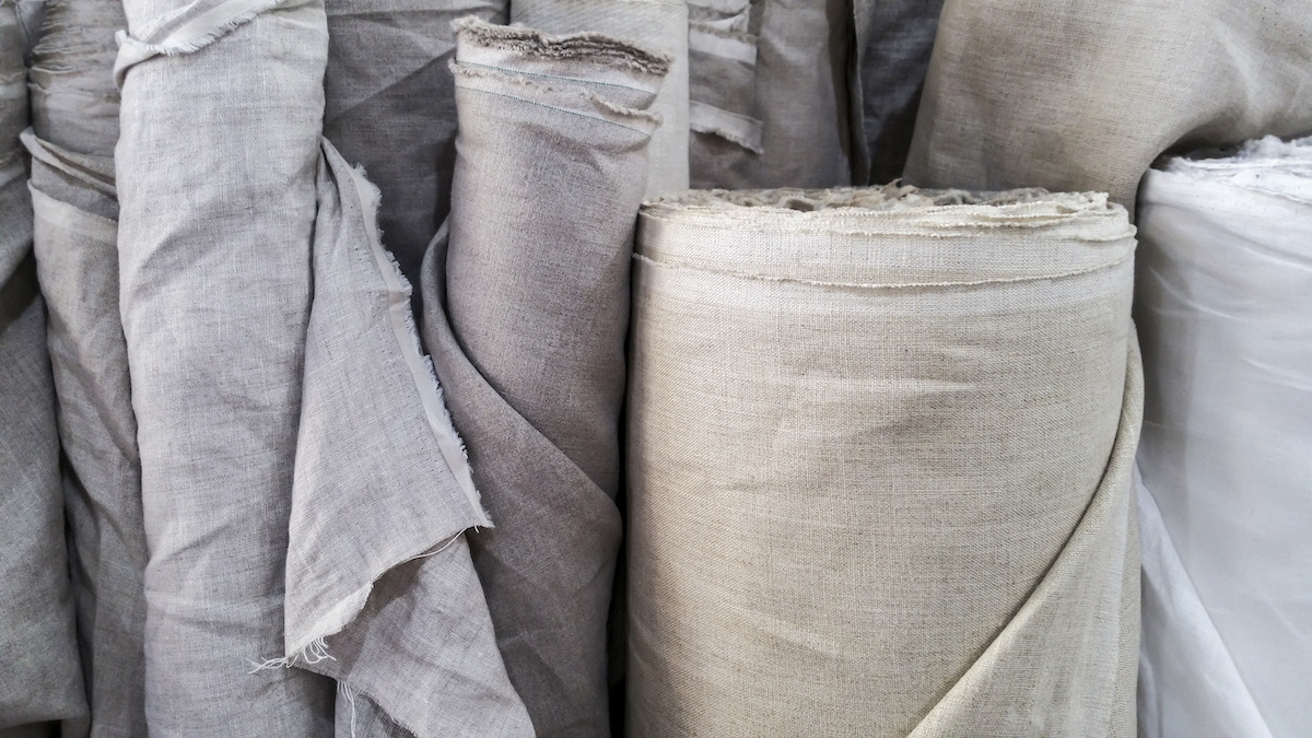 spools of linen fabric for sheets